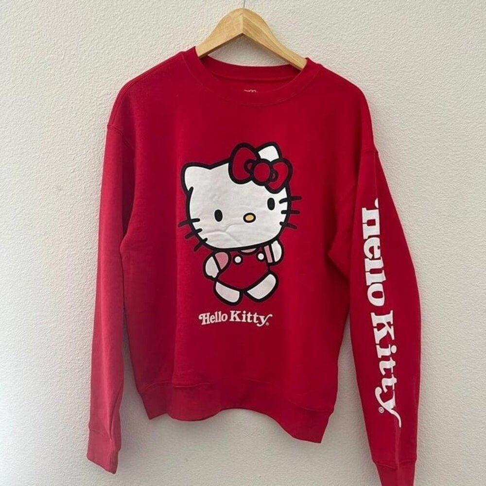 Sanrio Hello Kitty Womens Crewneck Sweater Red Size M